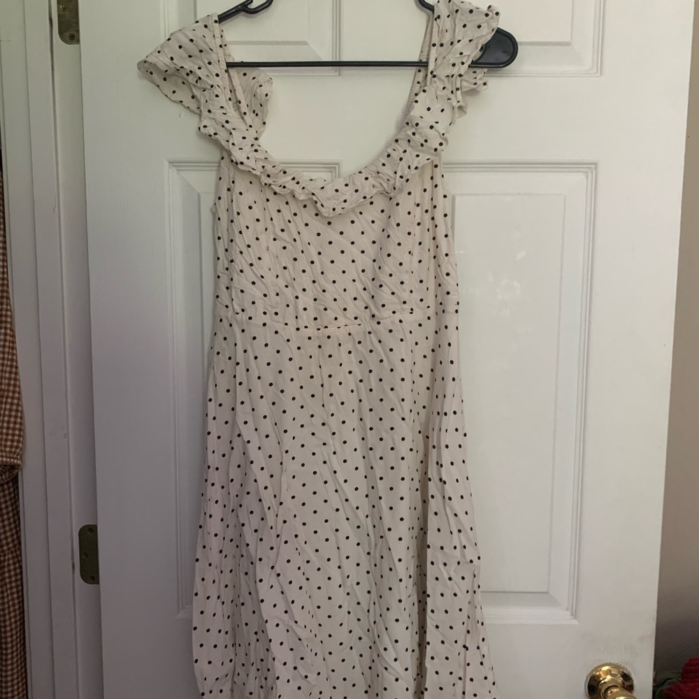 Old Navy Cream Midi Dress with Black Polka Dots